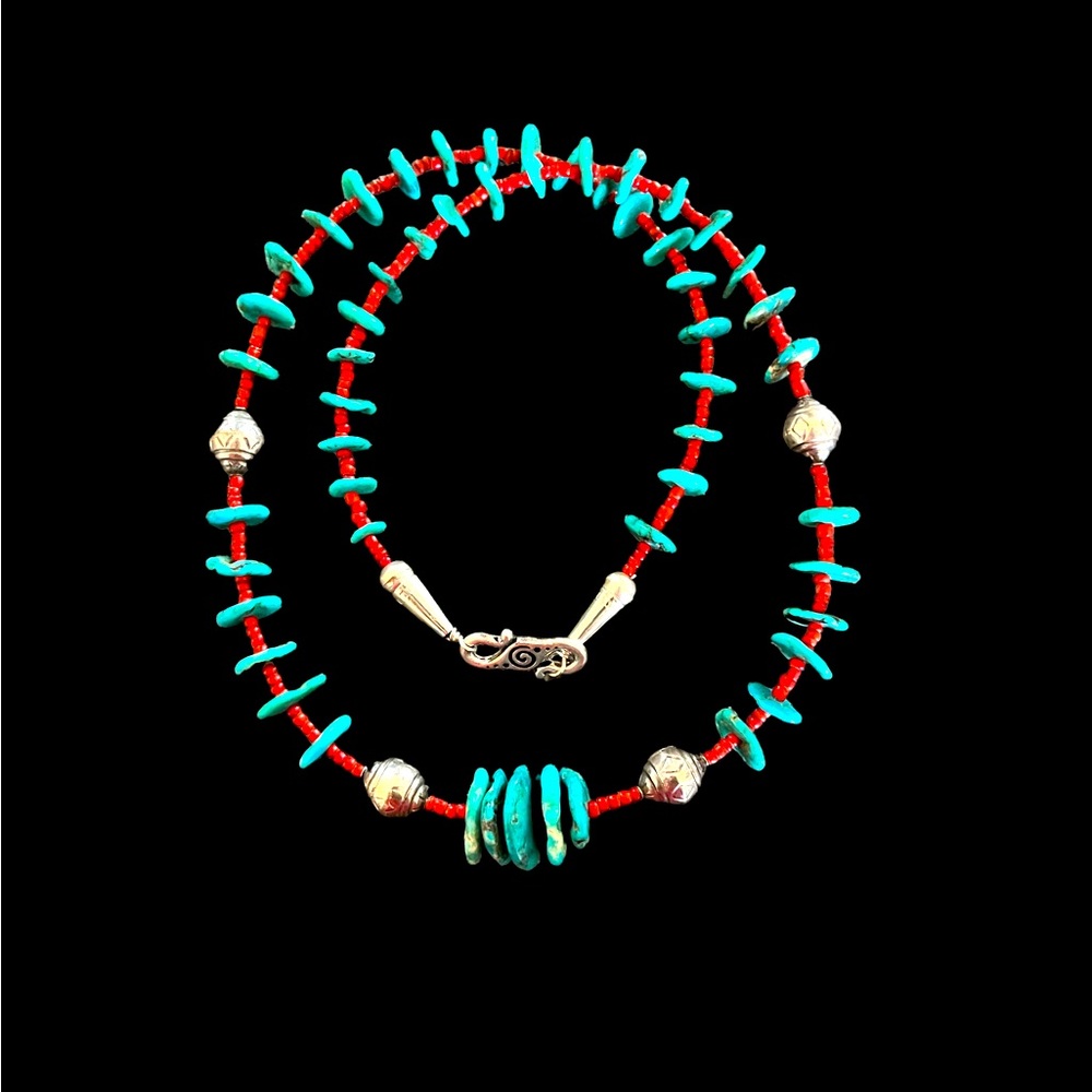 Turquoise Flat Nuggets Necklace